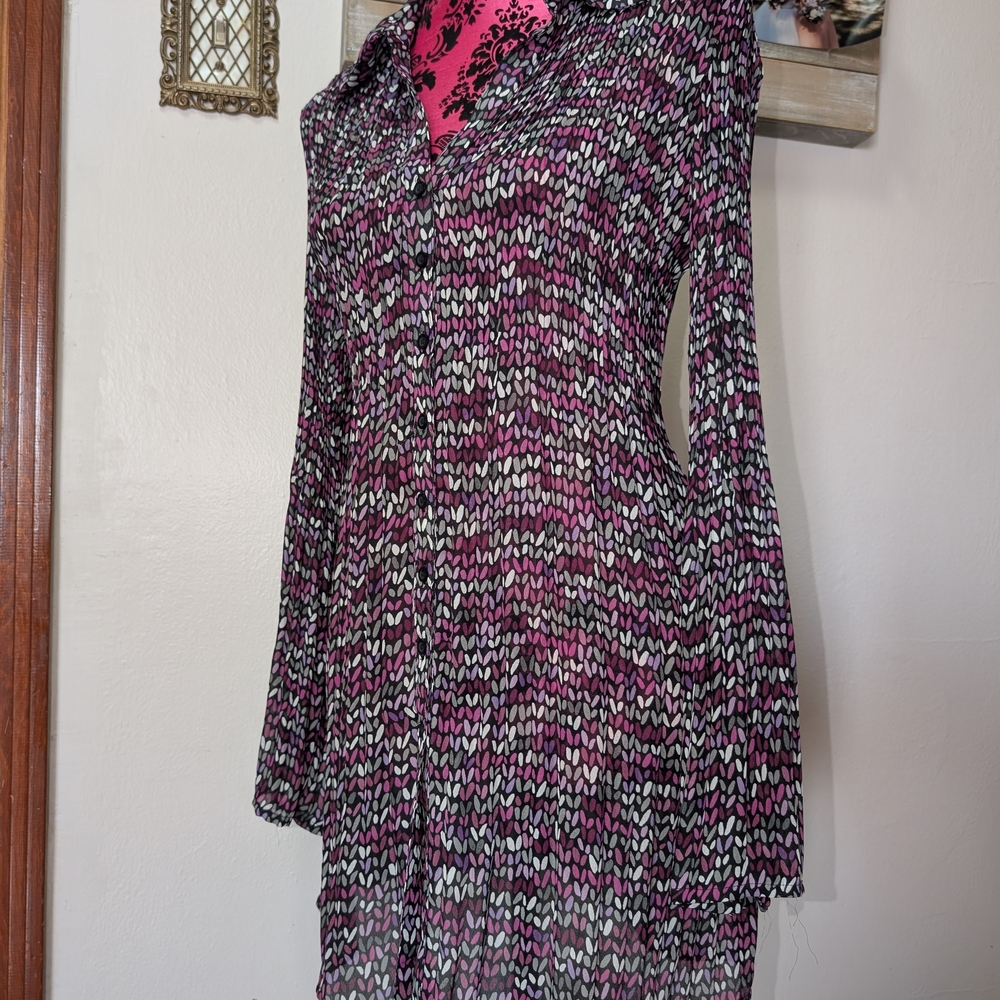 dressbarn Long Sleeve Dress in Pink and Black